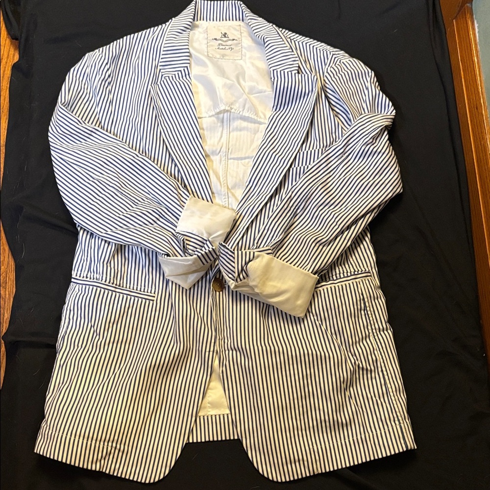 Classic Navy and White Striped Blazer